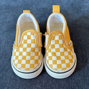 Vans Kids Yellow and White Checkered Sneakers
